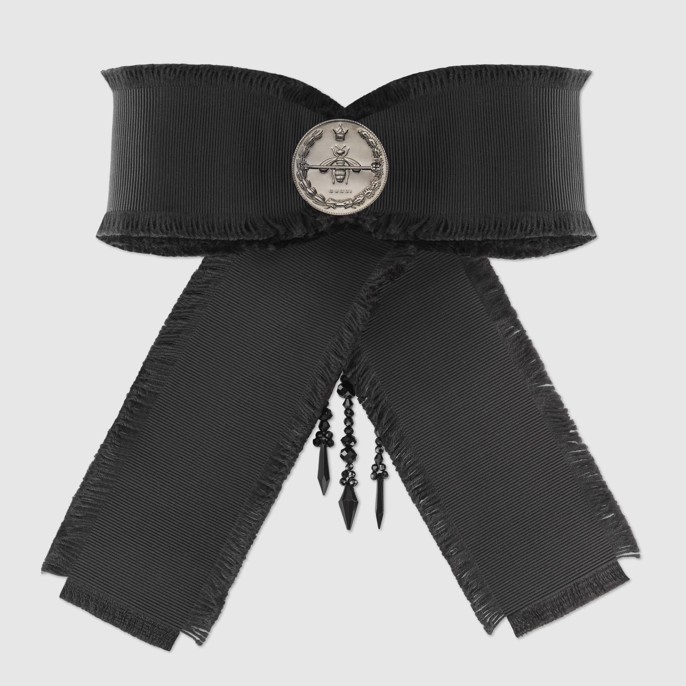 Lyst Gucci Grosgrain Bow Brooch in Black